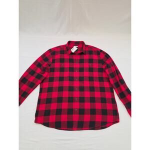 NWT Men's Red Black Plaid Flannel Size 3X Tall 100% Cotton Shirt Sonoma